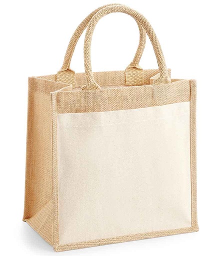 [W426 NAT] Westford Mill Pocket Jute Midi Tote Bag