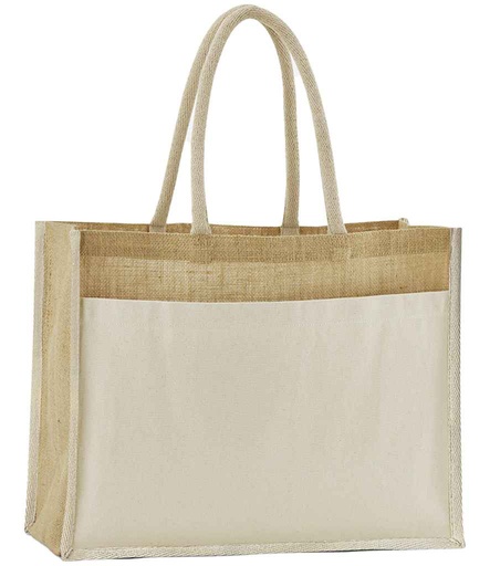 [W480 NAT] Westford Mill Cotton Pocket Natural Starched Jute Shopper