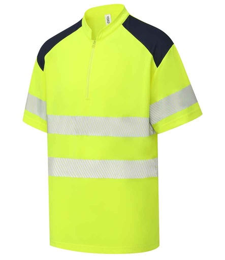 [YK018 YEL] Yoko Mandarin Collar Zip Piqué Polo Shirt