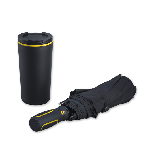 Travel Set: thermal mug 370 ml & automatic umbrella