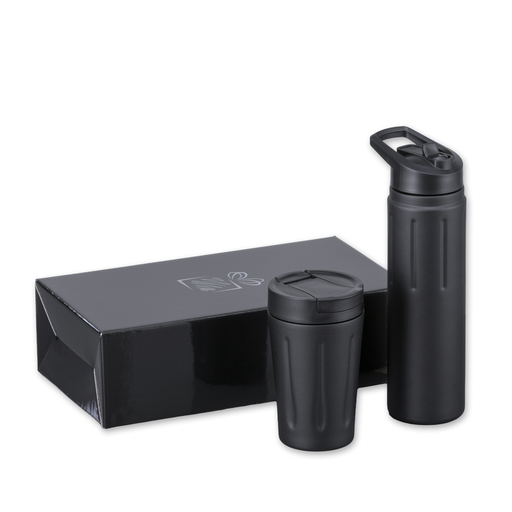 [HCM02-BL/HBN05-BL] Scandic Drinking Set: thermal mug 350 ml & steel water bottle 750 ml