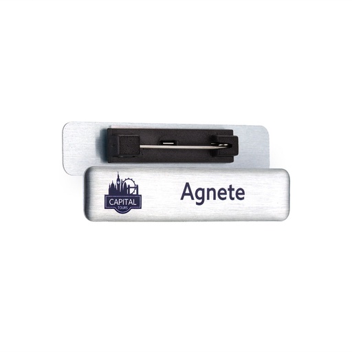 Aluminium Name Badge 64mm x 14mm Domed