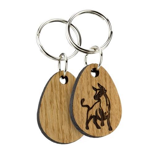 [WDK3-1] Oak Keyring Single Side Engraved 46mm x 34mm Oval