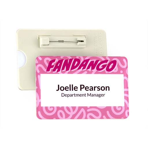 [ACB7L] Gloss Finish Reusable Name Badge 76mm x 51mm With 26mm Window