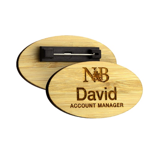 [BMB-NB11-BAMBOO] Bamboo Name Badge 64mm x 34mm Oval