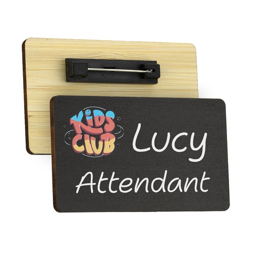 [BMB-BNB1-BAMBOO] Blackboard Bamboo Reusable Name Badge 73mm x 44mm