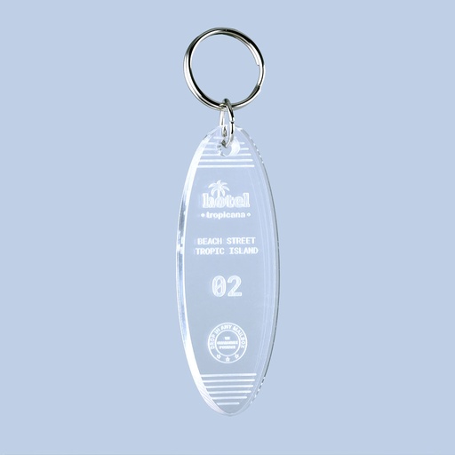 [ACR-KL2-1-CLEARACRYLIC] Large Acrylic Engraved Keyring 100mm x 35mm Oval
