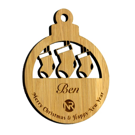 [BMB-CTO-B9-BAMBOO] Bamboo Xmas Stockings Bauble