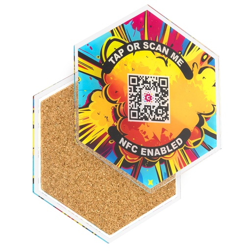 [RE-ACRC-HEX-NFC] Recycled Acrylic NFC Coaster Hexagon