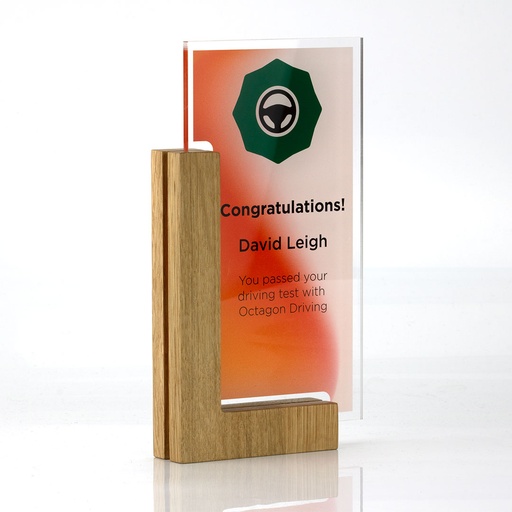 [ALA-HR-OAK] Oak Layered Acrylic Hovering Rectangle Award