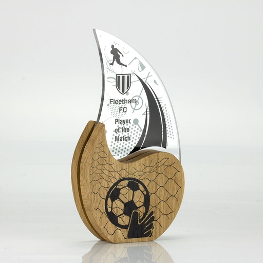 [ALA-T-OAK] Oak Layered Acrylic Teardrop Award