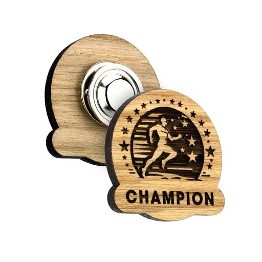 [WDE-PB35M] Oak Engraved Clutch Pin Badge with Magnet Fitting Upto 35x35mm