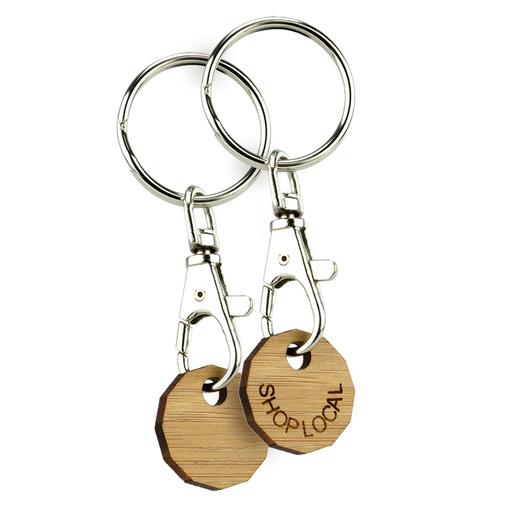[BMB-TC2] Double Sided Bamboo Trolley Coin Keyring