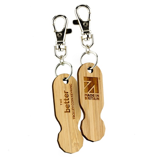 [BMB-TKQ2] Double Sided Bamboo Trolley Keyring with Quick Release