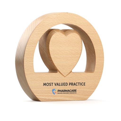 [WDCOA3-H-BEECH] Beech Heart Cut Out Award 180mm x 160mm
