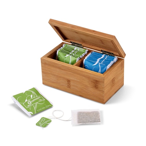 [93995-160] BURDOCK. Bamboo tea box with 2 compartments and magnet closure