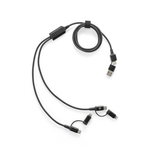 [97146-103] BERTOZZI. Super-fast 6-in-1 USB cable made from recycled aluminum (20%) and recycled PET (4%)