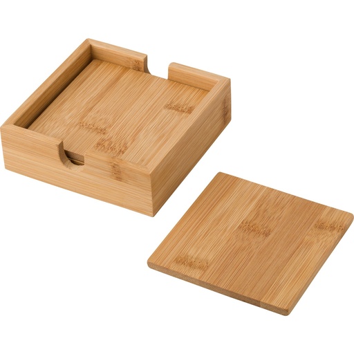 [429379-823] Bamboo coaster set (4pc)