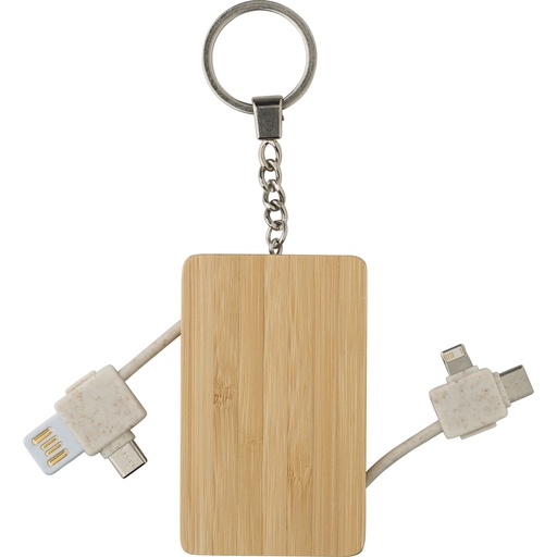 [1015142-011] Bamboo keyring with charging cables