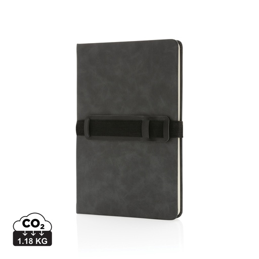 [P774.232] Deluxe hardcover PU notebook A5 with phone and pen holder