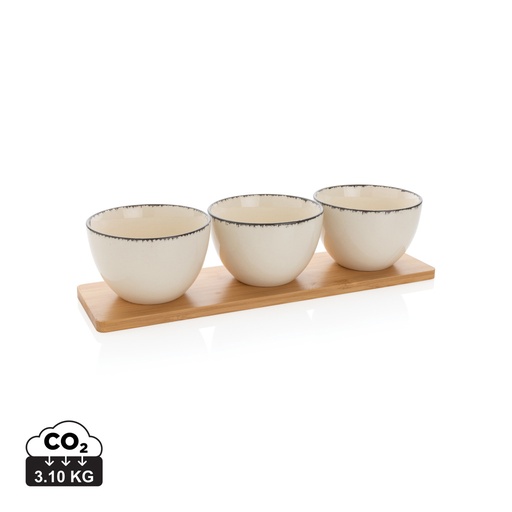 [P263.061] Ukiyo 3pc serving bowl set with bamboo tray