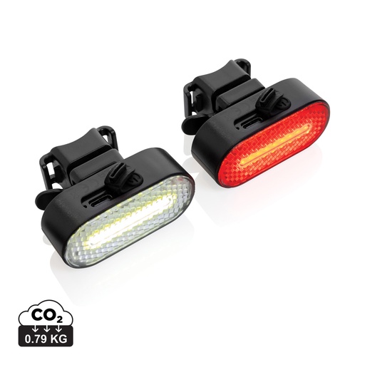 [P513.8401] Lumino RCS recycled plastic USB re-chargeable bike light set