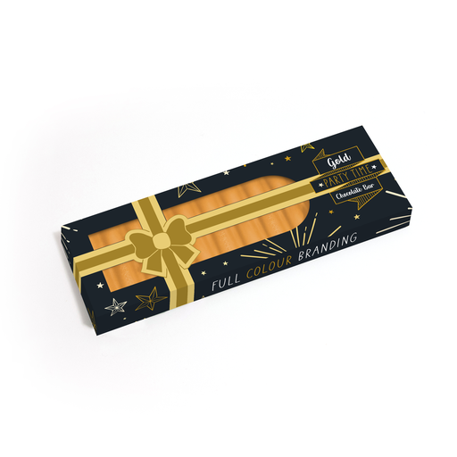 [107225] Party Time - Eco 12 Baton Bar Box - Gold Chocolate Bar - Present Box - 32% Cocoa